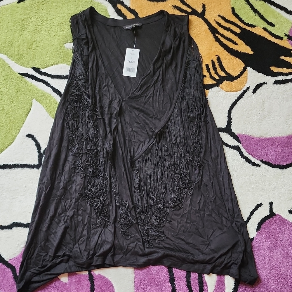 Banana Republic Black Asymmetrical Embellished Tank Top